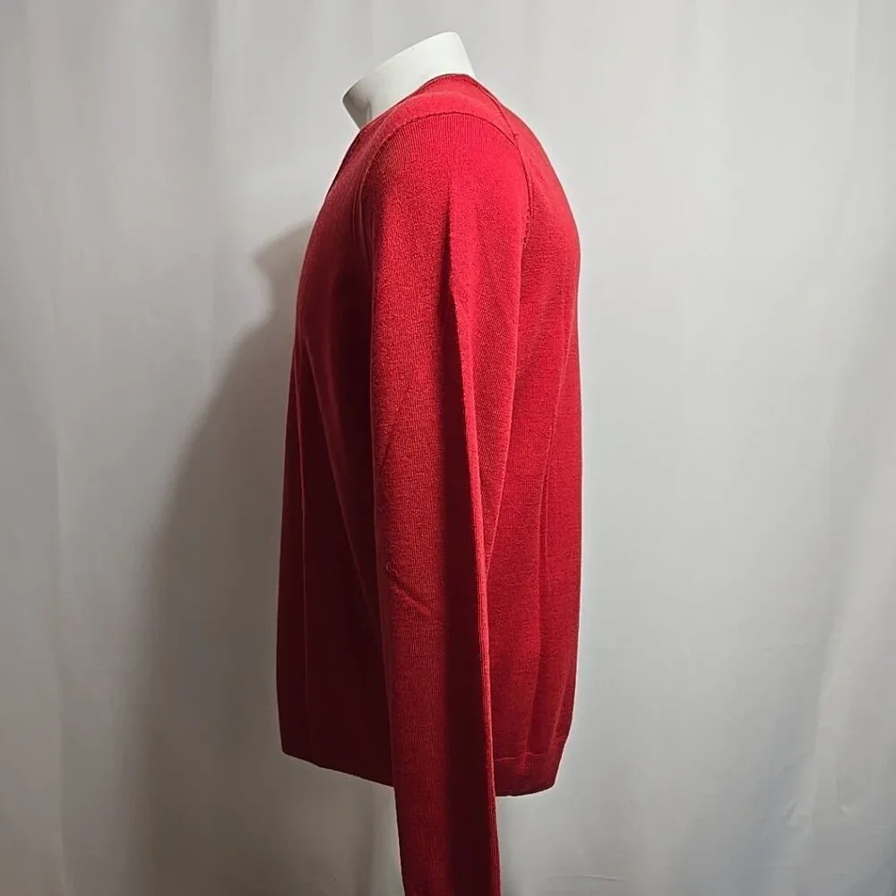 Jos. A. Bank Traveller 100% Merino Wool Sweater Mens Size XL V-Neck Red